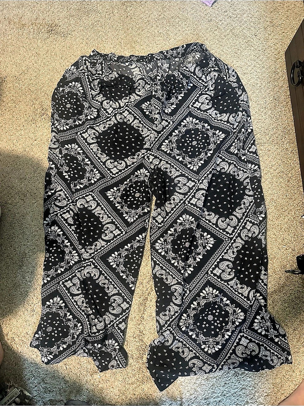SHEIN CURVE wide-leg pants Paisley Wide Leg Pants in Black & White Size 5XL